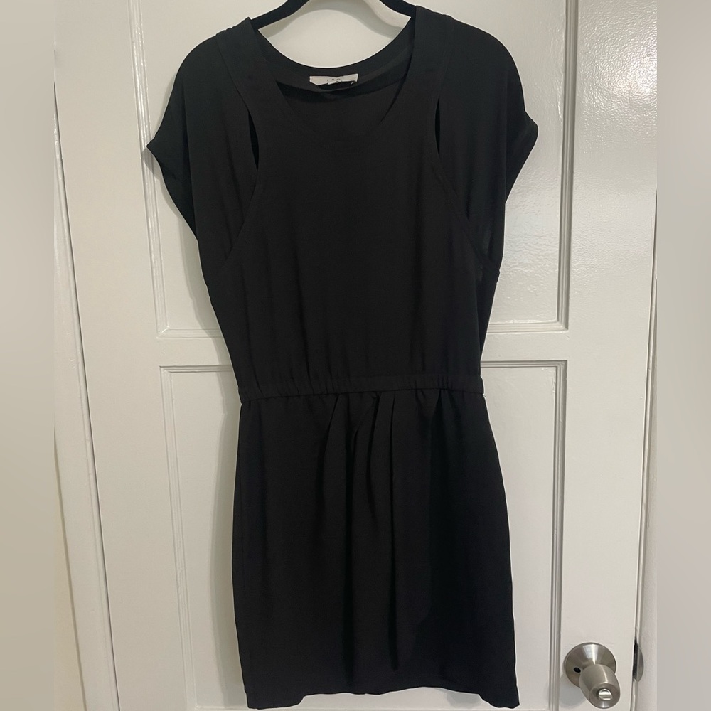 Black IRO dress with waste cinch and sleeve detail